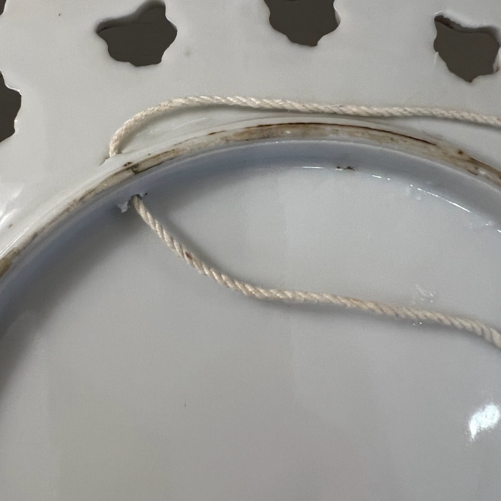 Vintage Florida Souvenir Reticulated Plate Pierced Rim Gold Trim Flamingos Palms - Picture 6 of 7